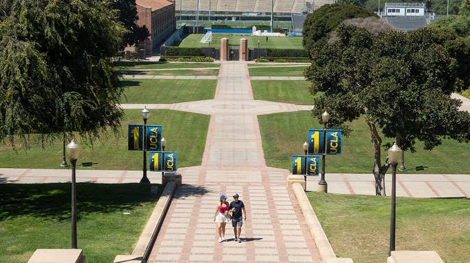 UCLA campus buildings and trees in Westwood California