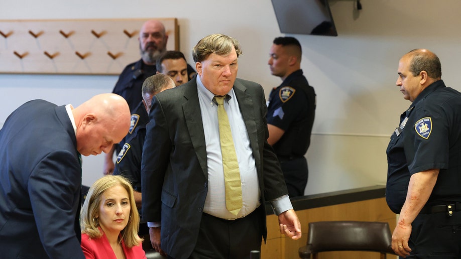 Gilgo Serial Killer Rex Heuermann stands in court for sentencing.
