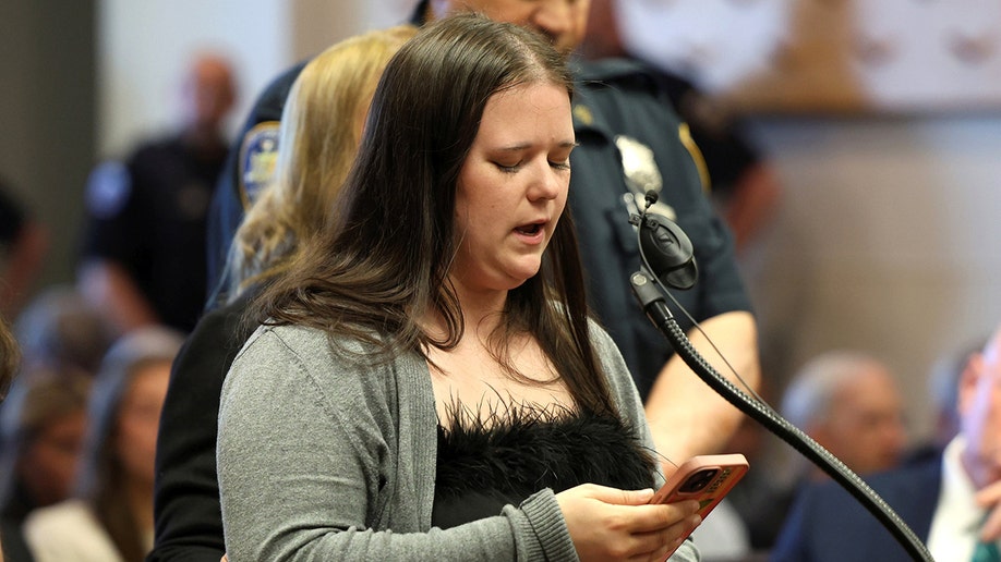 Nicolette Brainard-Barnes makes a victim impact statement at the sentencing for Gilgo Beach Killer Rex Heuermann.
