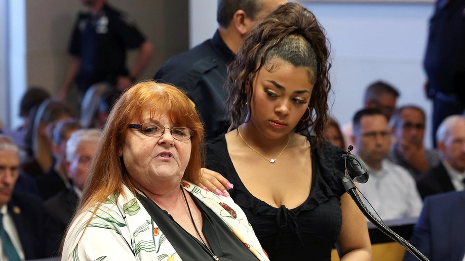 Elizabeth Meserve and Liliana Waterman make a victim impact statement at the sentencing for Gilgo Beach Killer Rex Heuermann.