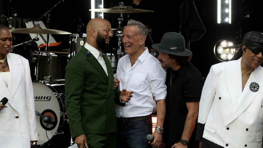 Musicians on stage at Obama's Presidential Center opening