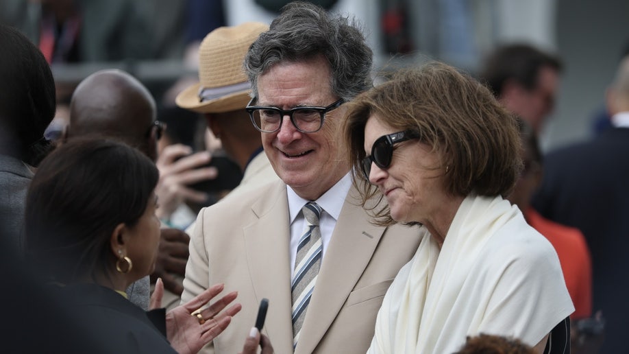 Stephen Colbert and his wife arrives at Obama's Presidential Center opening