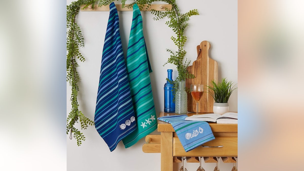 These nautical dishtowels offer an easy kitchen refresh.