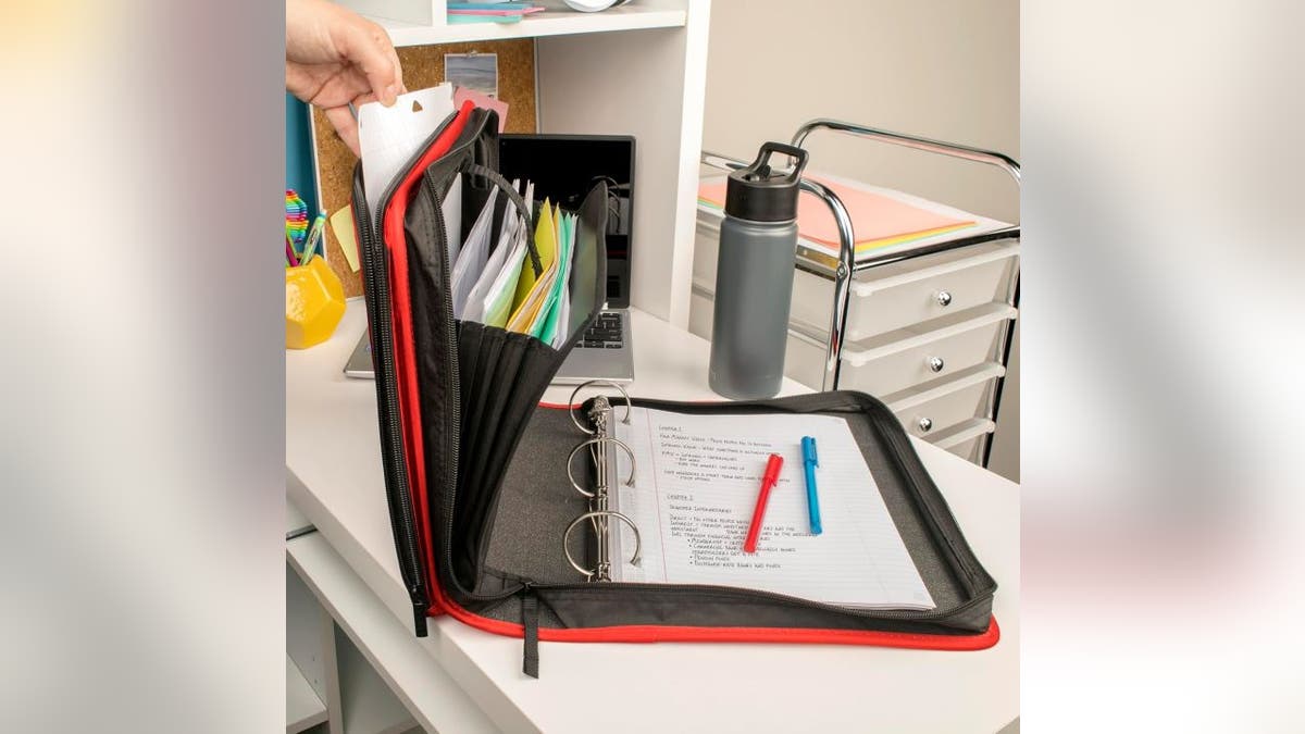 Stay organized with this three-ring binder.