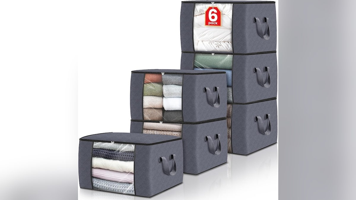 Stash off-season clothes under the bed.