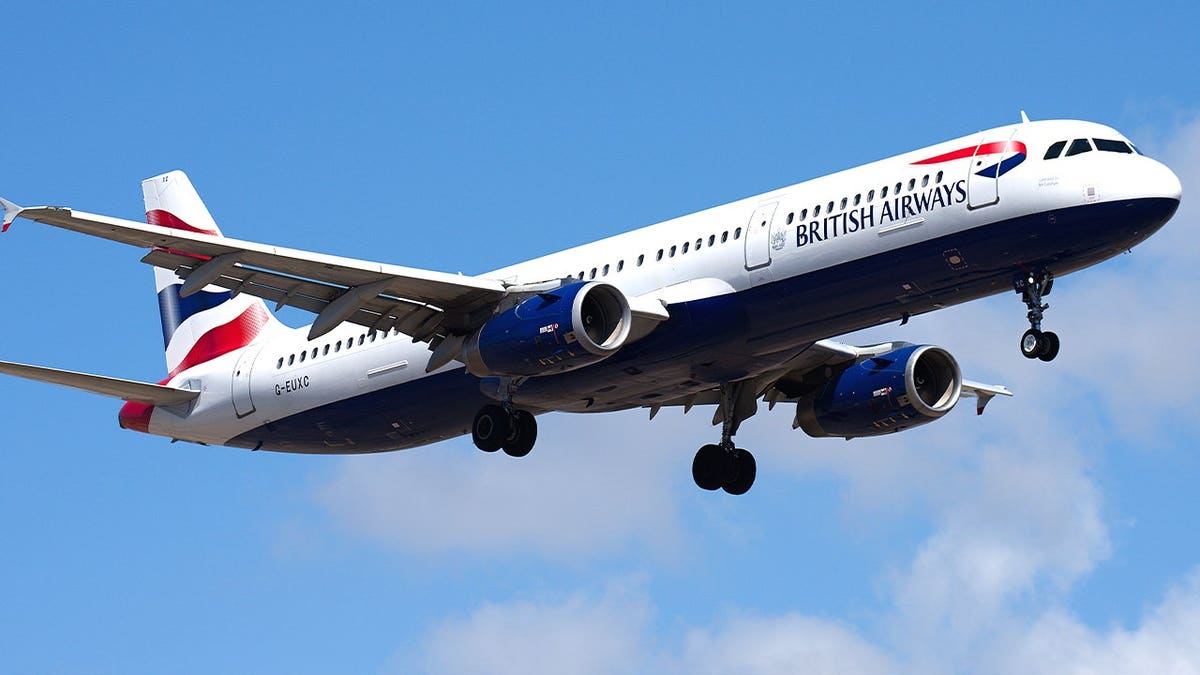 Stock photo of BA plane in sky