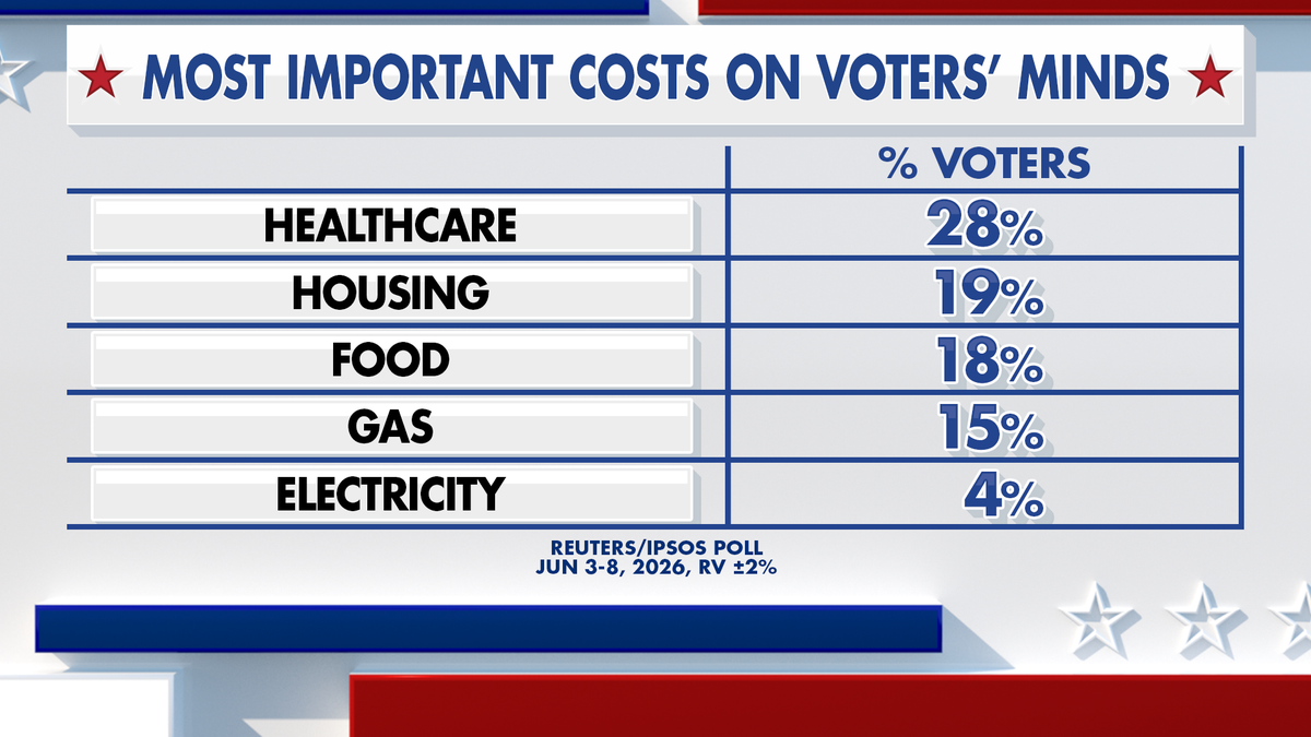 Graphic of rankings of the most important costs on voters' minds.