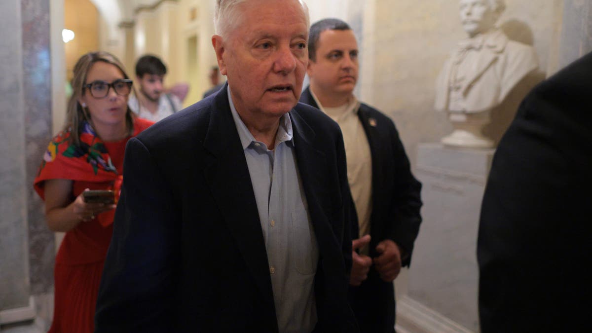 Sen. Lindsey Graham heads for a vote at the U.S. Capitol.