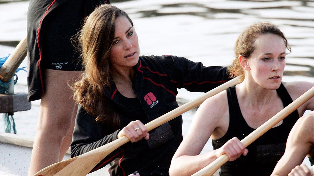 Kate Middleton trains on the River Thames.