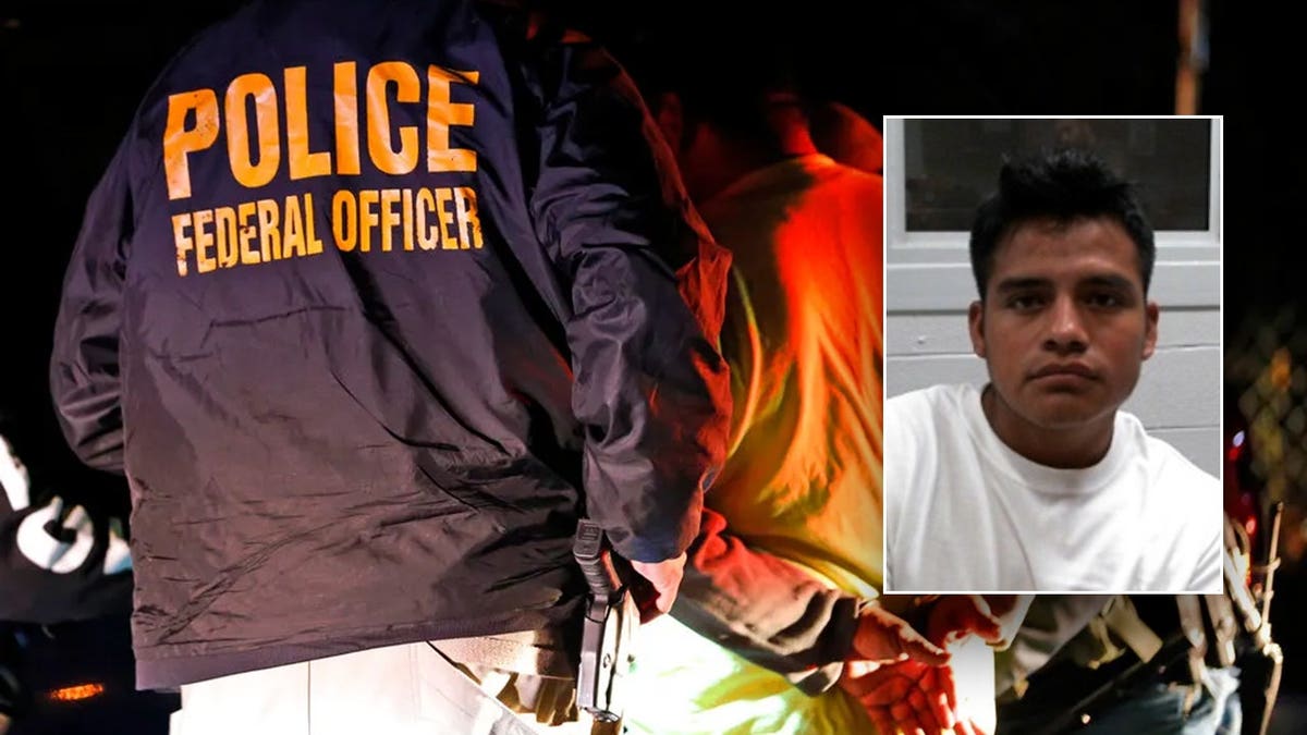 Raul Ortiz Moran was arrested on the right, as ICE agents make a separate arrest, left