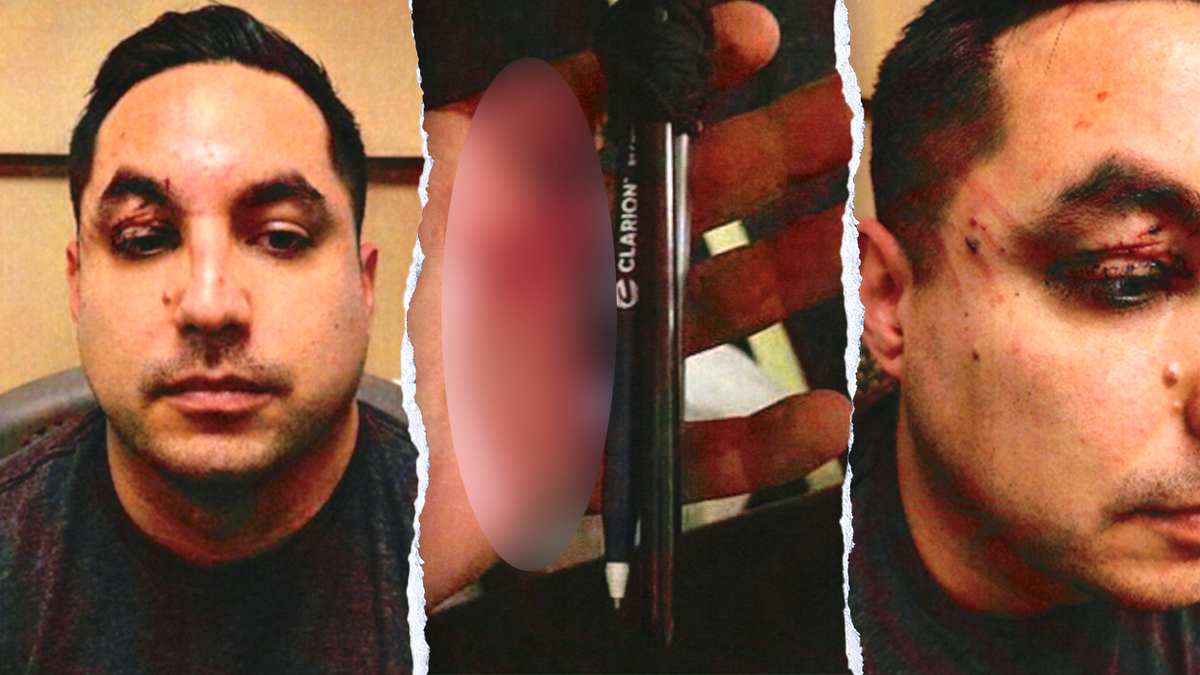 Composite footage from the US Department of Justice regarding the pen knife attack on a Las Vegas plane.