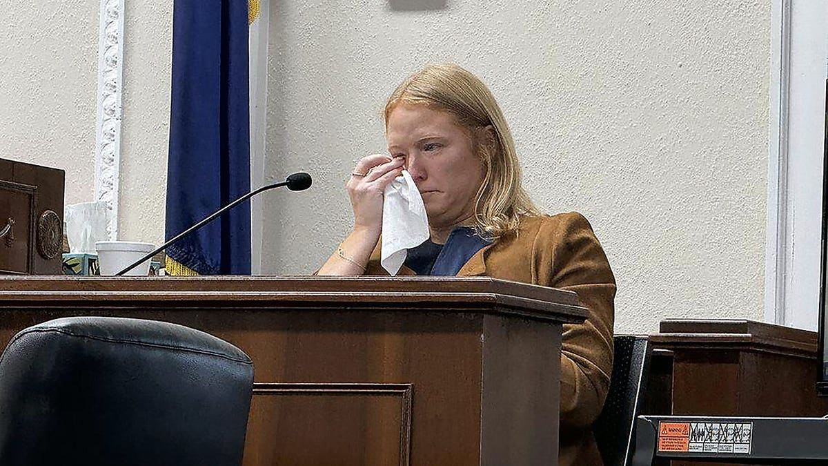 Podcaster and Murdaugh crime reporter Mandy Matney reacts while testifying during a court proceeding in South Carolina. A judge has since found Matney in civil contempt and ordered her to pay $171,500 in attorneys' fees and costs, plus a $5,000 fine.