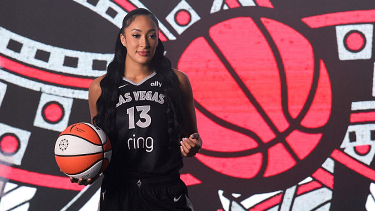Aaliyah Nye #13 stands for a player intro video at Vu Studios in Las Vegas.