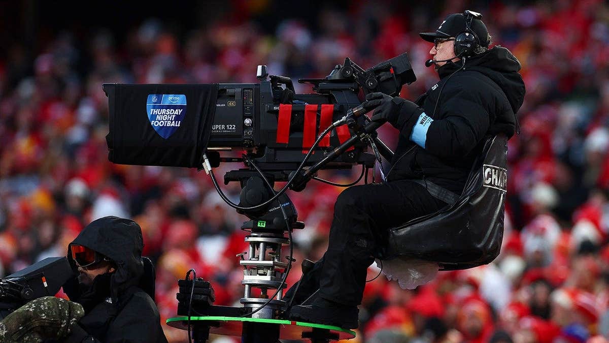 Amazon Prime Video Thursday Night Football logo connected tv camera astatine Arrowhead Stadium