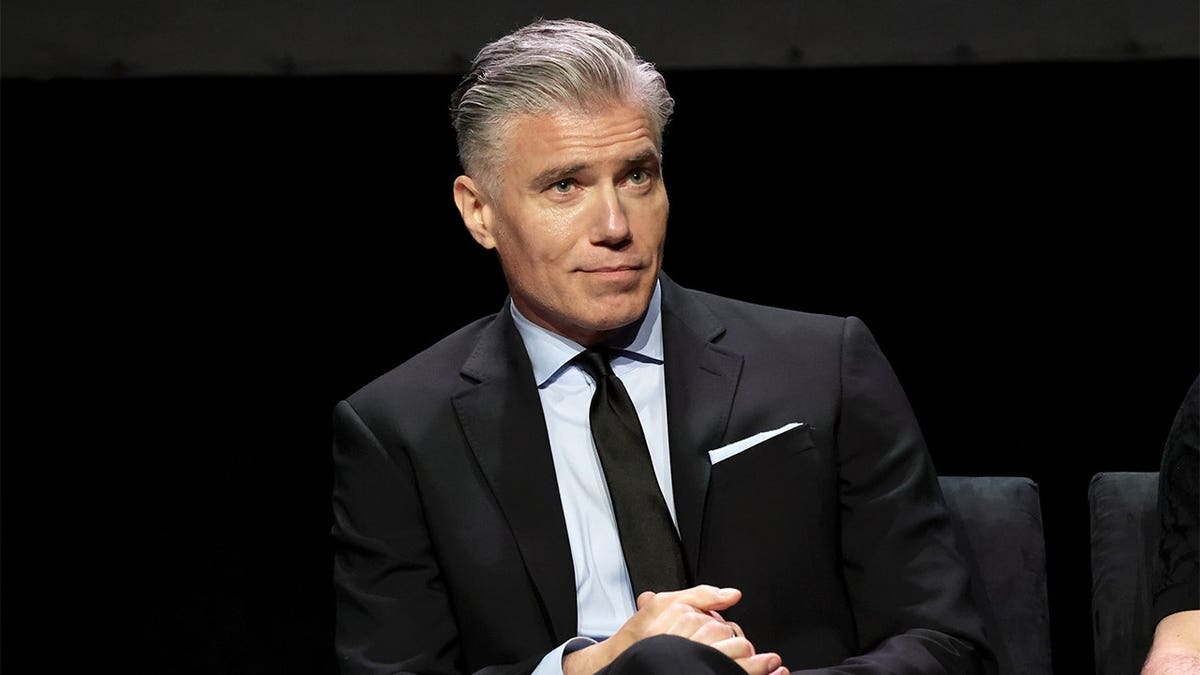 Anson Mount speaks during a Q&A at the Star Trek: Strange New Worlds premiere.