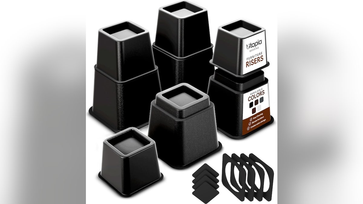 Store more under a bed with these adjustable risers.