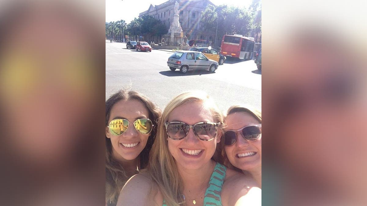 Brooke poses for a selfie with friends Victoria and Jennifer.