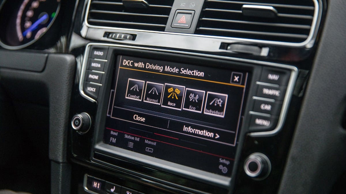 An infotainment screen is shown in a car.