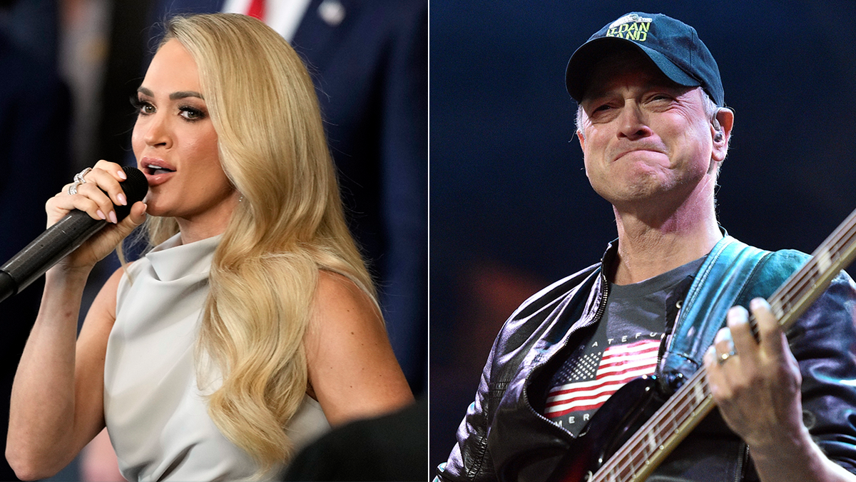 A split of Carrie Underwood and Gary Sinise
