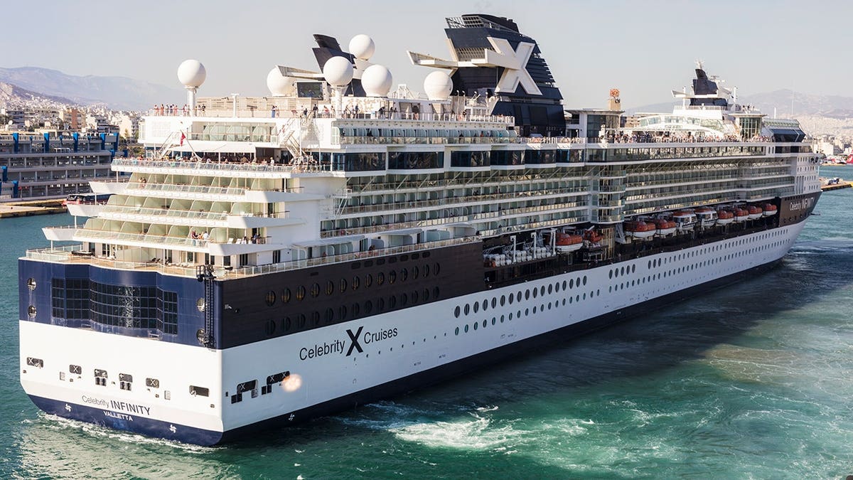 Celebrity Infinity cruise ship docked at Piraeus port in Athens, Greece.