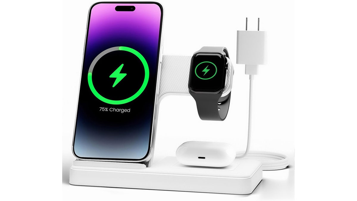 Three devices charge quickly and all at once.