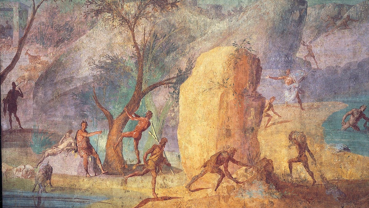 Laestrygonians depicted on ancient Roman fresco