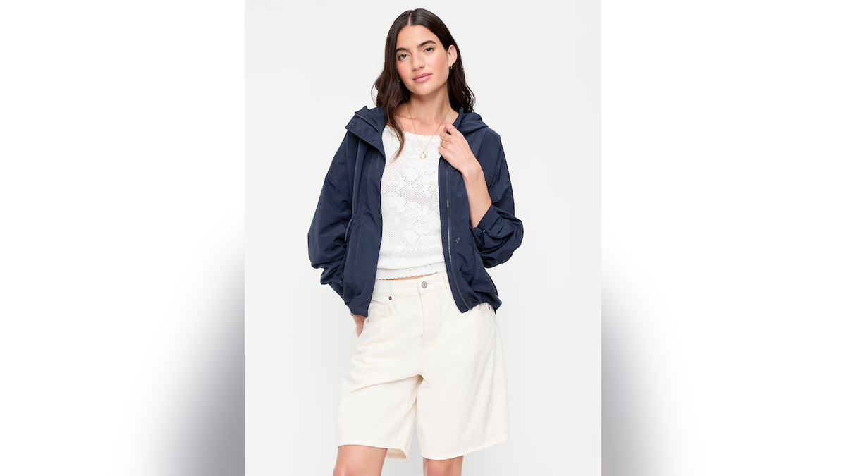 A classic windbreaker pairs with anything.