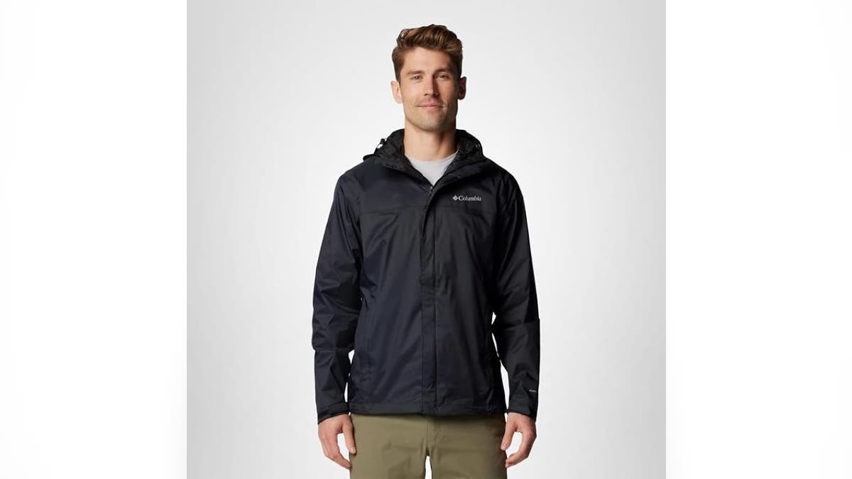 This lightweight jacket stays cool during summer rainstorms.