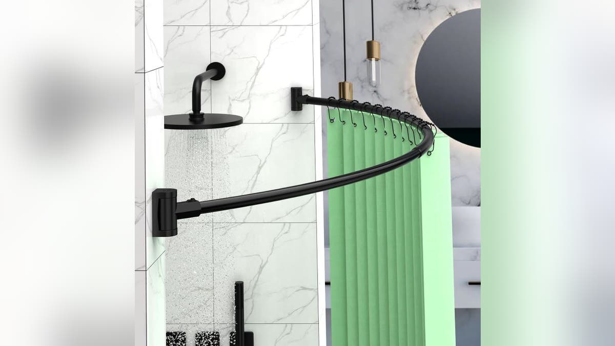A curved rod gives you more space in the shower.
