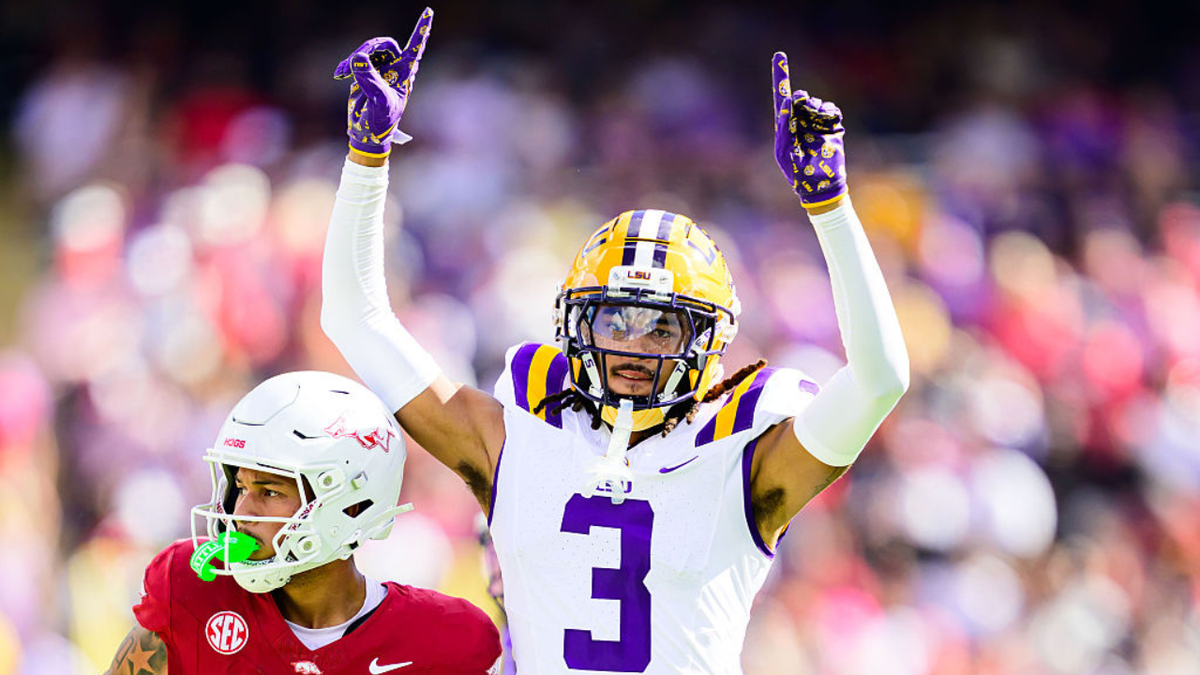 DJ Pickett celebrates against Arkansas at Tiger Stadium.