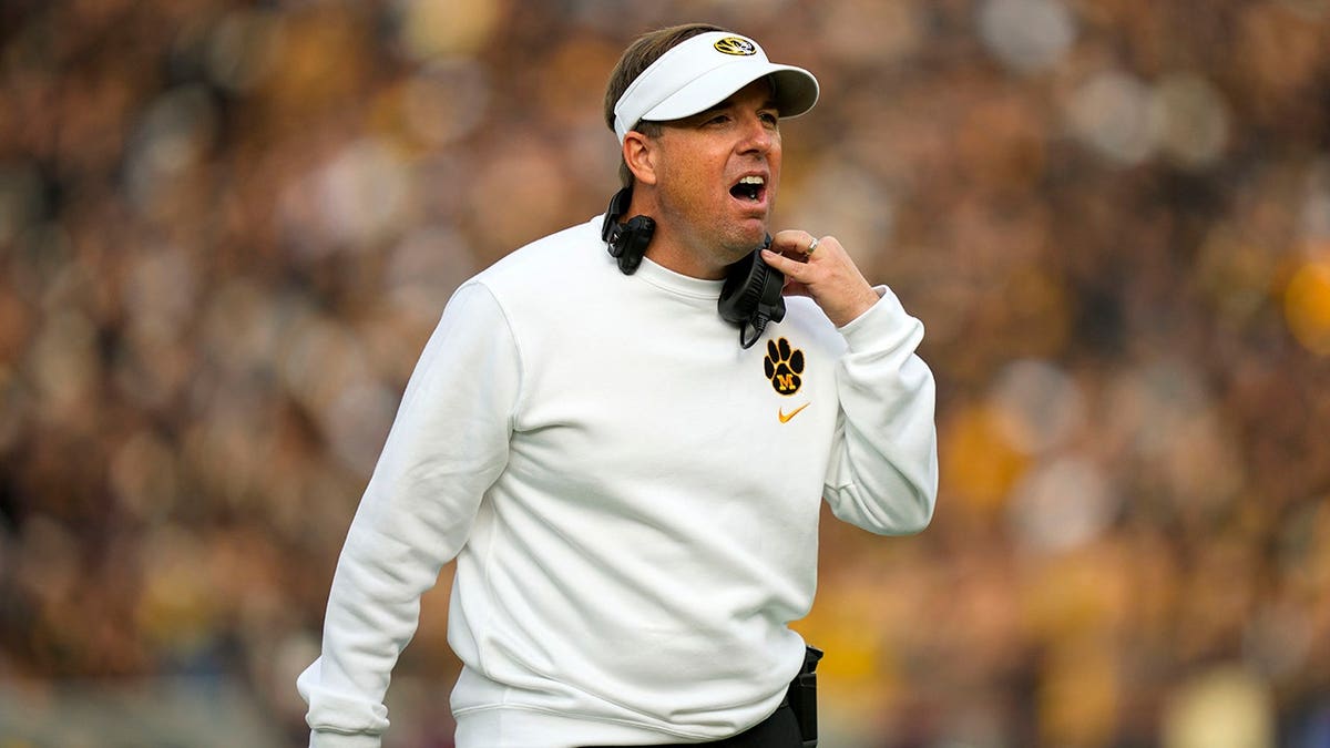 Eli Drinkwitz reacts on the sideline at Faurot Field at Memorial Stadium.