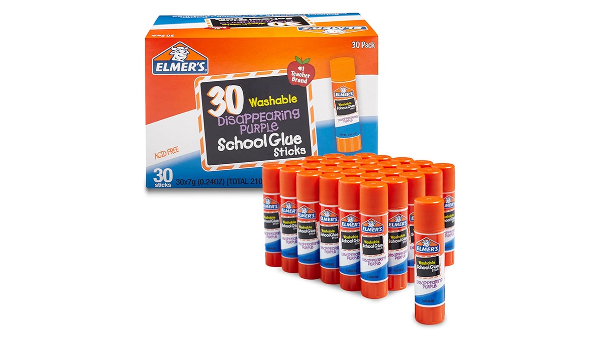 A 30-count of glue sticks is less than $10.