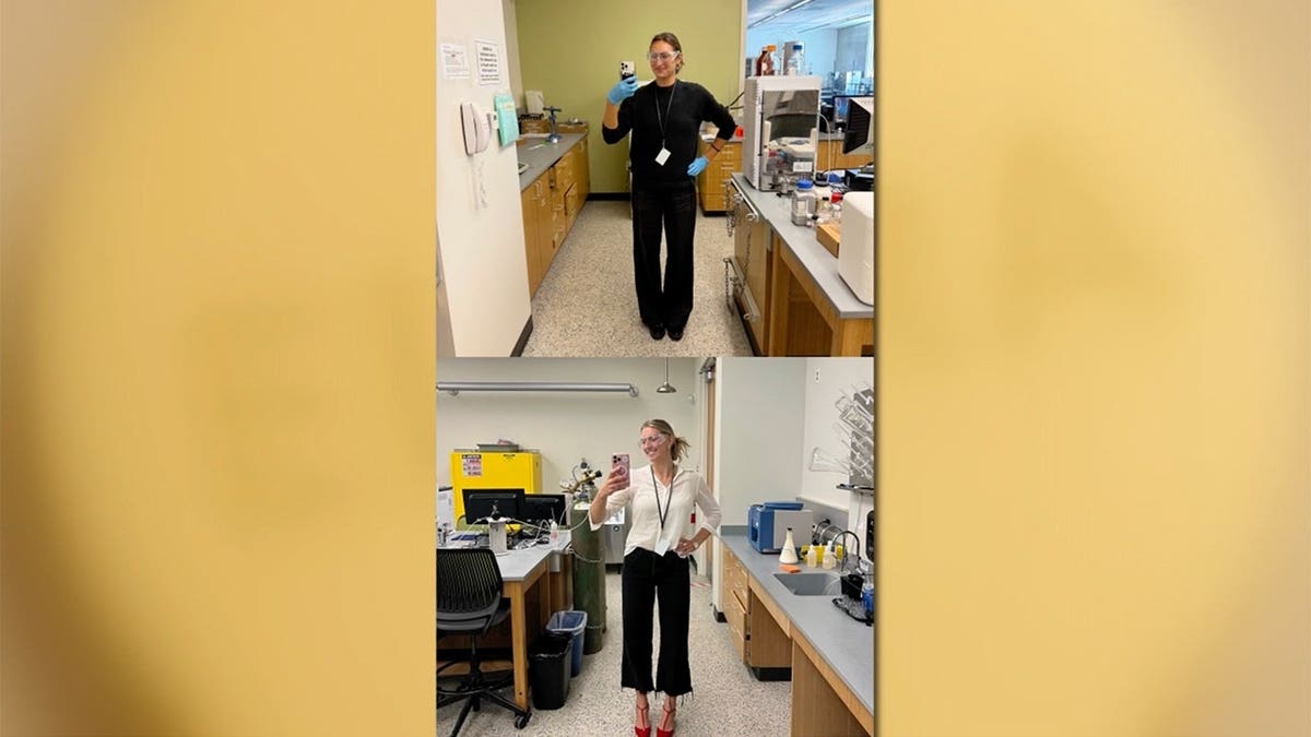 Addison Bounds and Kira Robichaud in the lab.