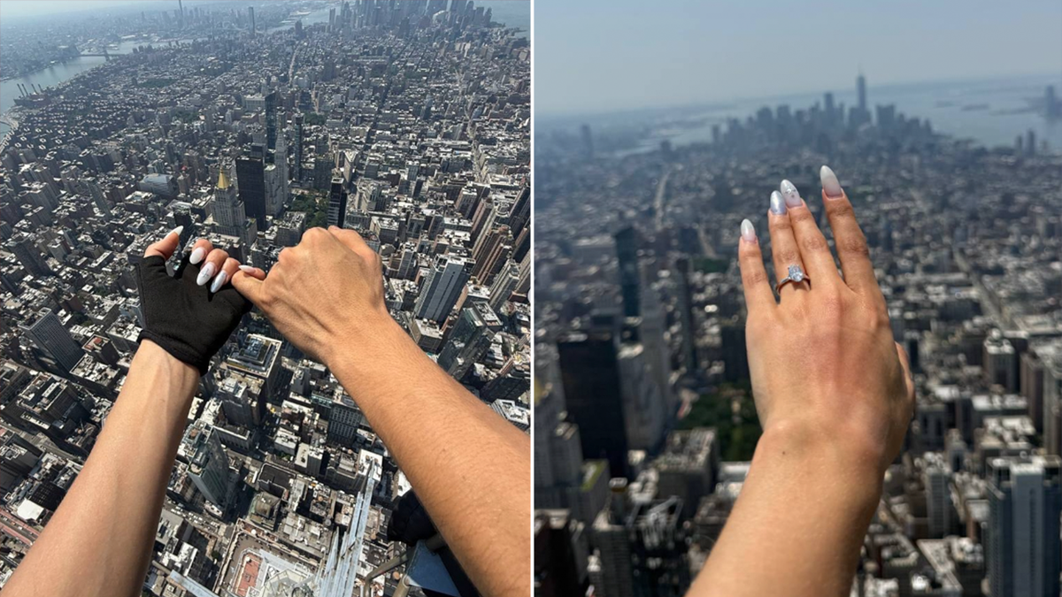 Una pareja comparte las fotos de su compromiso en lo alto del Empire State Building tras una escalada arriesgada.