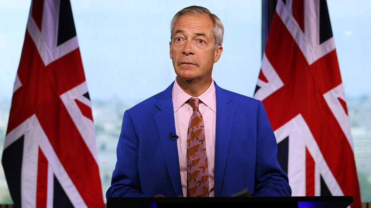 Reform UK Leader Nigel Farage announces his resignation as a member of parliament while giving a statement on his "future in public life" at Millbank Tower on July 7, 2026 in London, England. Farage added that he would stand in the by-election triggered by his resignation. The remarks came amid renewed scrutiny over financial support he received ahead of his election as Clacton MP.
