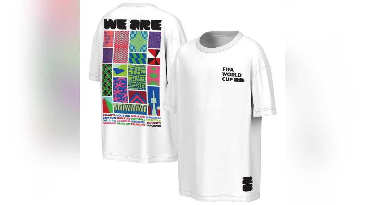This shirt has a colorful design.