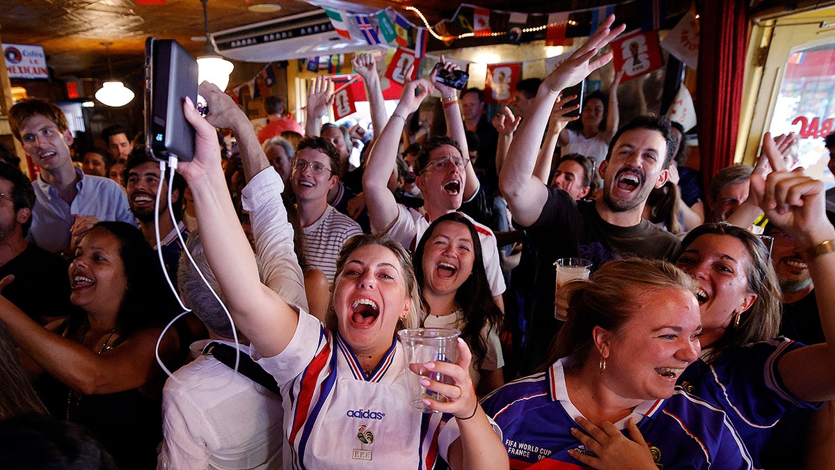 France fans celebrate in New York City bar