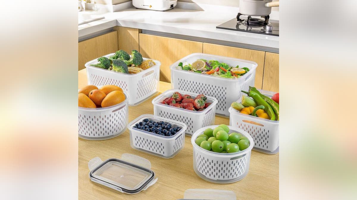 Store fruits, veggies and leftovers in these leakproof containers.