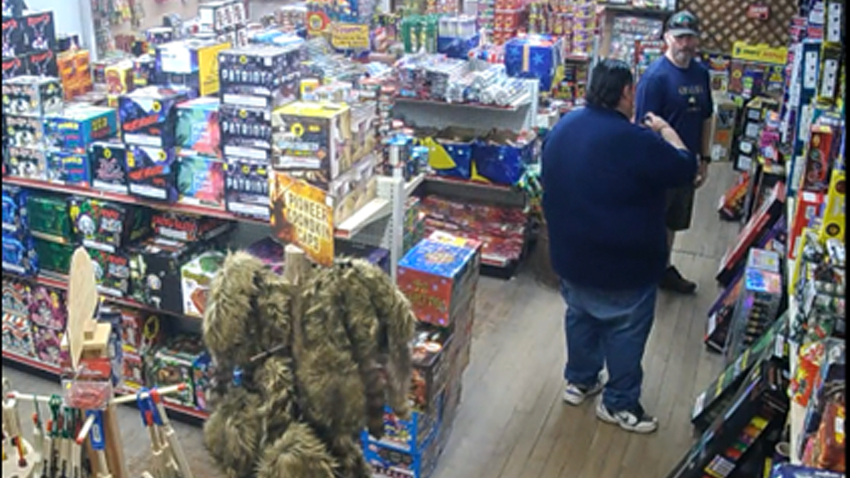 Surveillance video shows Gregory Vandenberg inside a New Mexico fireworks store before his arrest