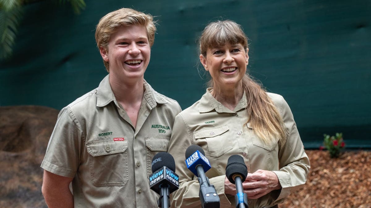 Robert Irwin and Terri Irwin celebrate at Australia Zoo.