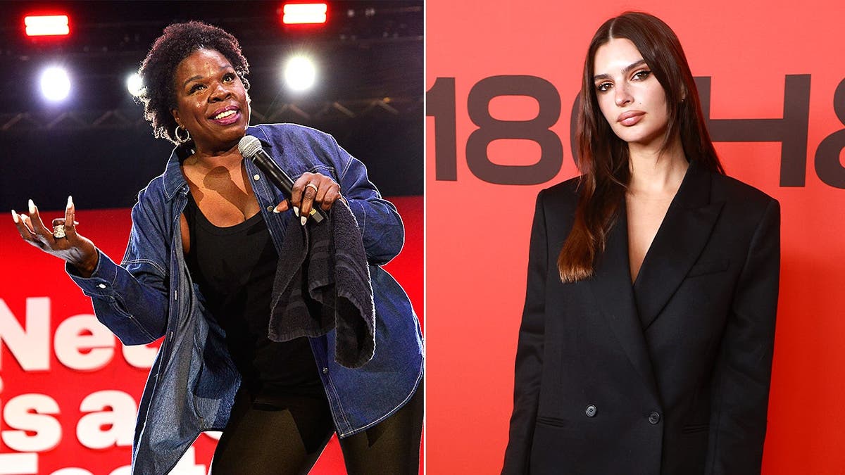 Split image of Leslie Jones, left, and Emily Ratajkowski, right.