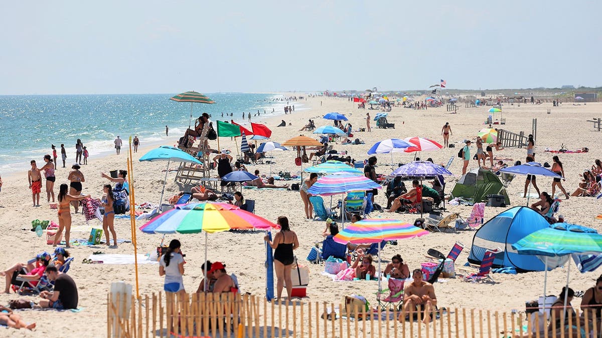 People lounge at the beach.