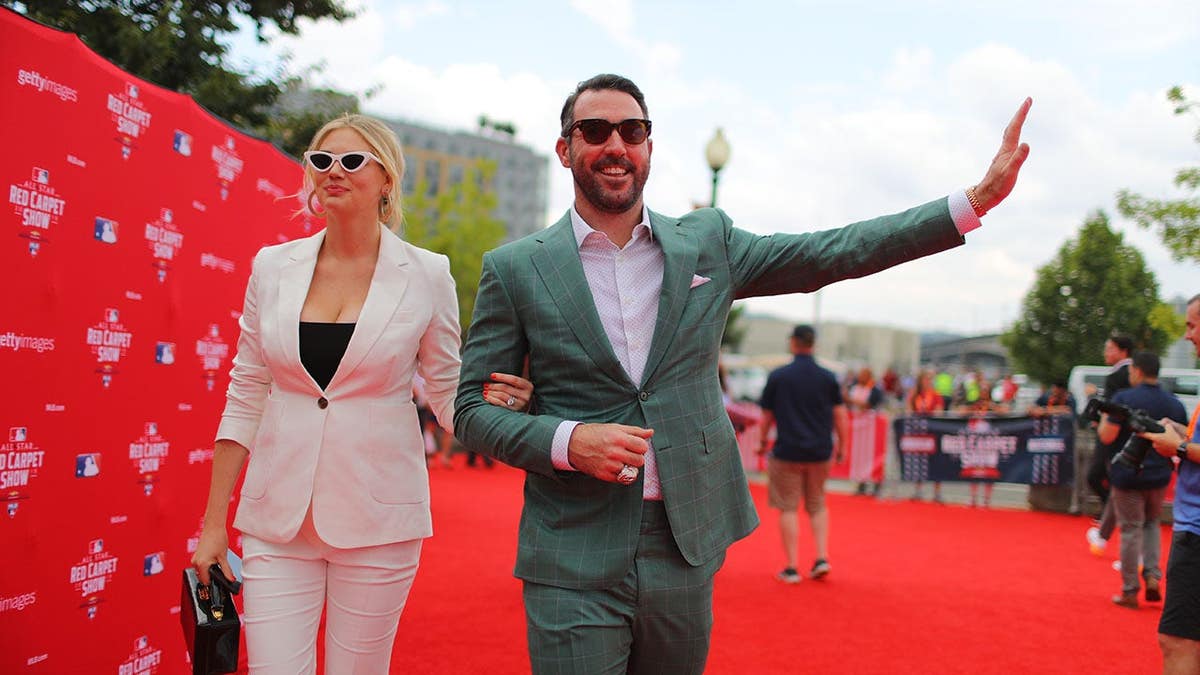 Justin Verlander walks the carpet with Kate Upton at Nationals Park.