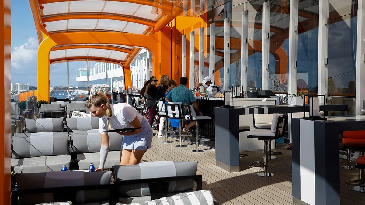 The Magic Carpet Restaurant sits onboard the Royal Caribbean Celebrity Beyond cruise ship.
