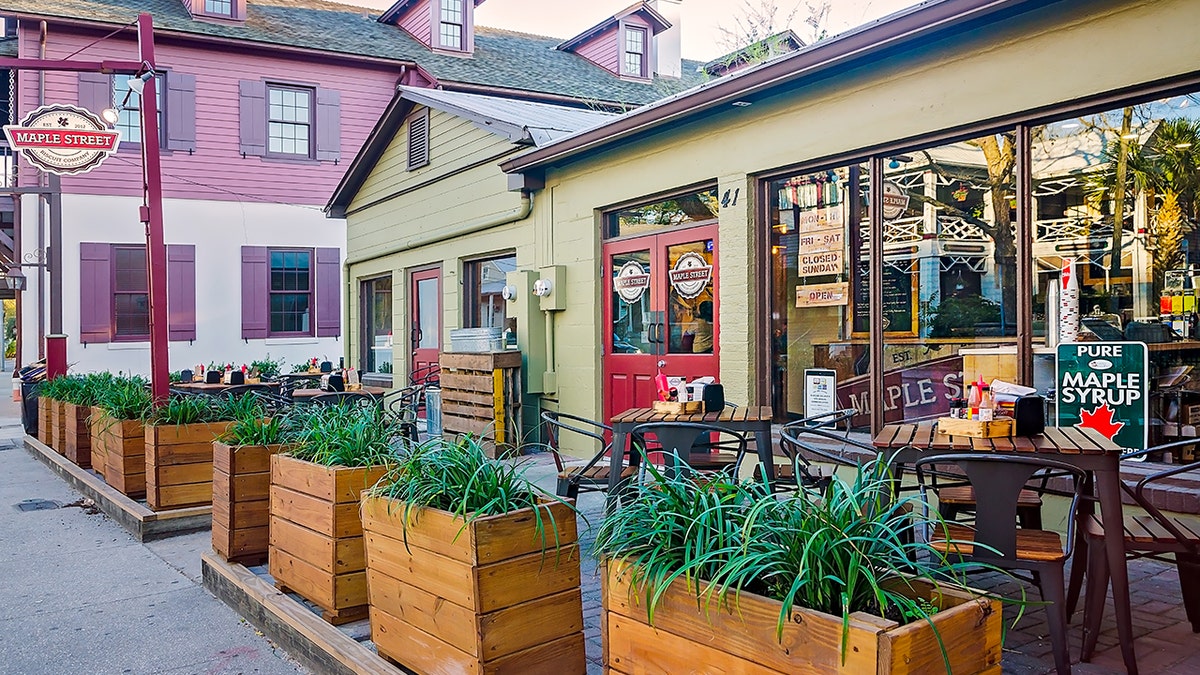 The exterior of Maple Street Biscuit Company in St. Augustine, Florida.