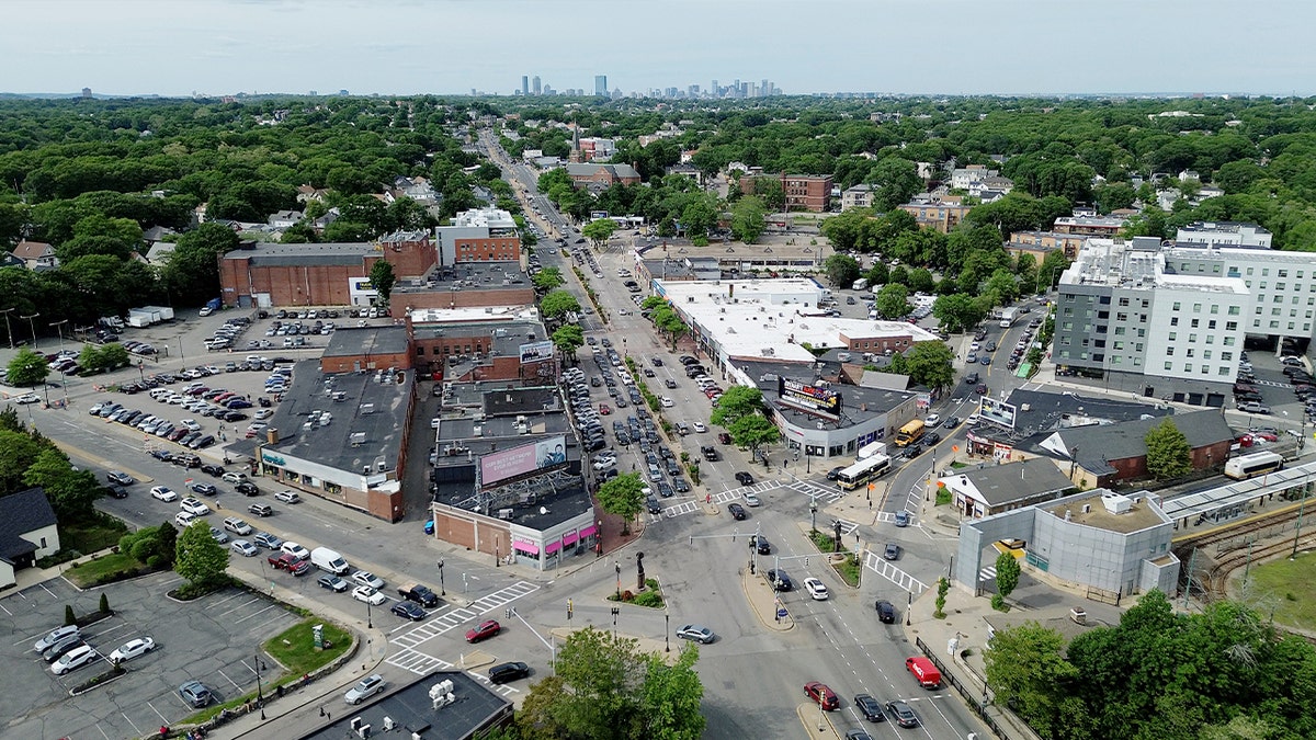 Aeiral view of Boston district Mattapan.