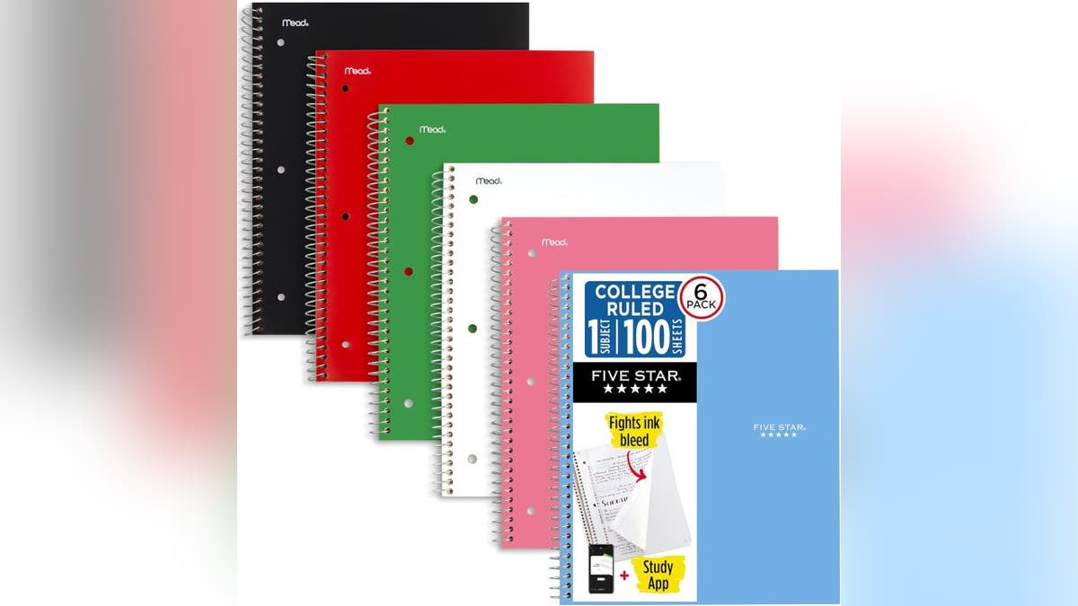 Grab six colorful notebooks for just over $20.
