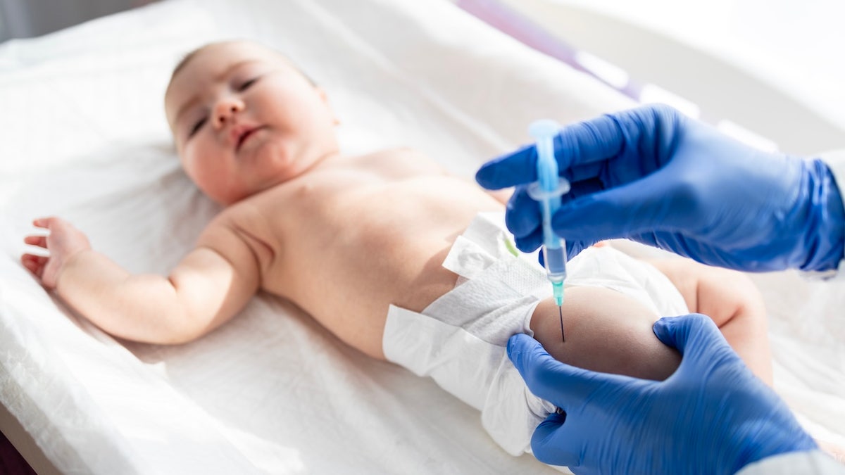 Baby getting vaccine