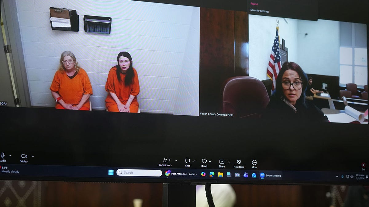 Christina Siders and Elizabeth Siders on Zoom at their court appearance. 