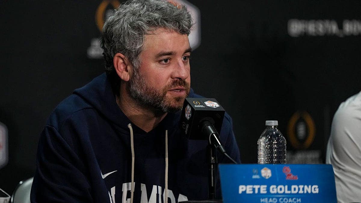 Pete Golding speaks at a press conference after the CFP Semifinal Fiesta Bowl.